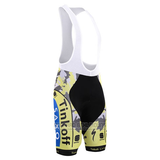 2015 Fahrradbekleidung Tinkoff Saxo Bank Shwarz und Gelb Trikot Kurzarm und Tragerhose